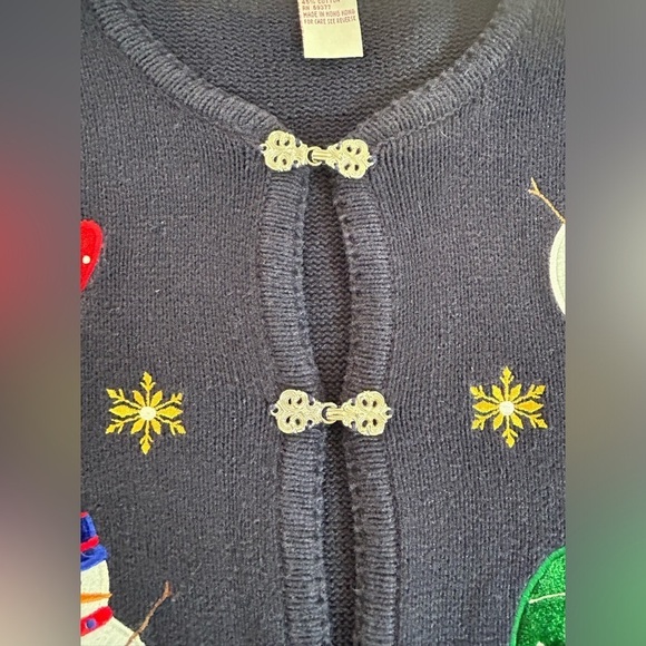 Vintage 90s Crystal Kobe Christmas
Patchwork Navy Blue Cardigan Women’s Size M - Picture 8 of 12